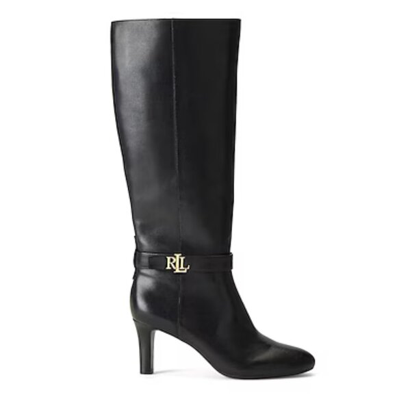 NWB Ralph Lauren Ardington Calfskin Leather Boots Size 6B Black - Picture 1 of 10